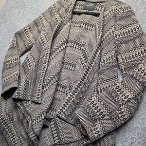 Jack by BB Dakota Open Front Cardigan Jacket Medium Gray Aztec Geometric Wool